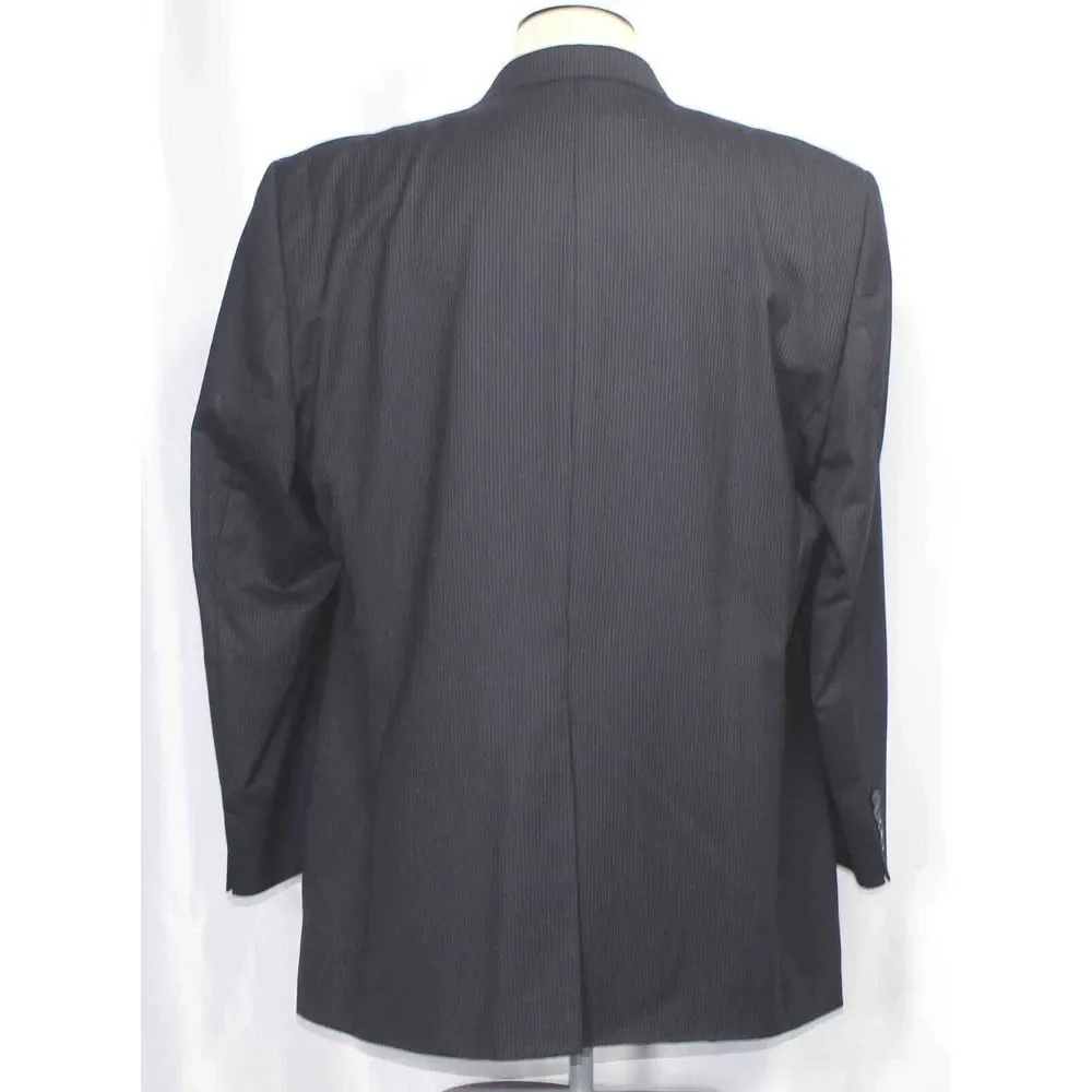 Lauren Ralph Lauren 100% Wool Dark Navy Blue Striped Blazer Jacket Mens Size 48L